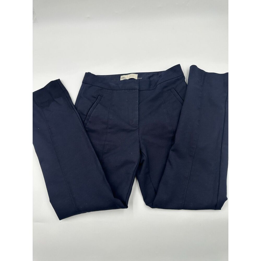 Tory Burch Dress Pants Smart Casual Modern Luxury Pants Sz 0 Ankle Pant Navy - Picture 3 of 9